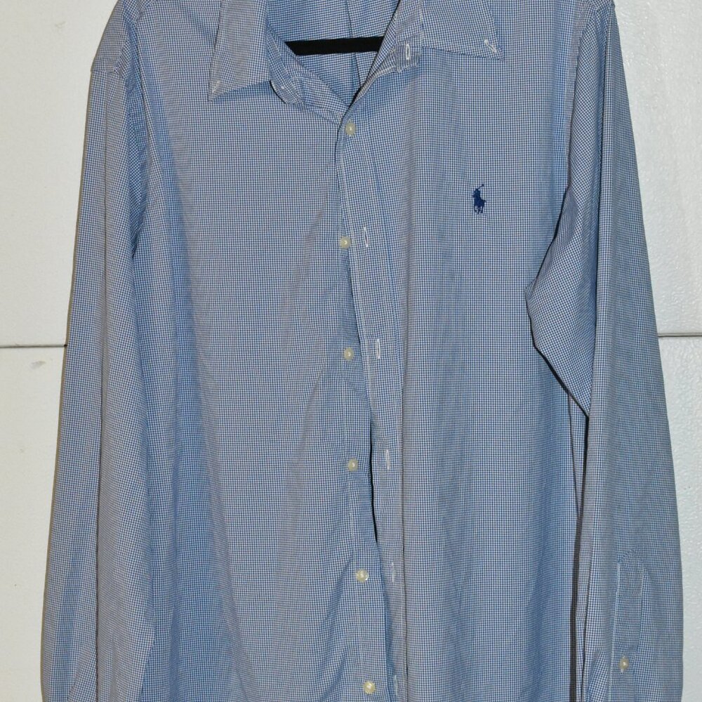 Ralph Lauren Polo Mens Blue Plaid Performance Button Up Shirt Size XL